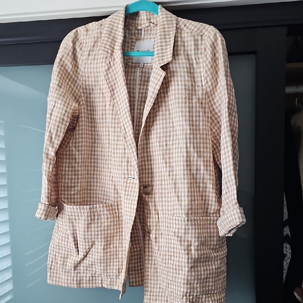 Madewell Beige Checkered Blazer